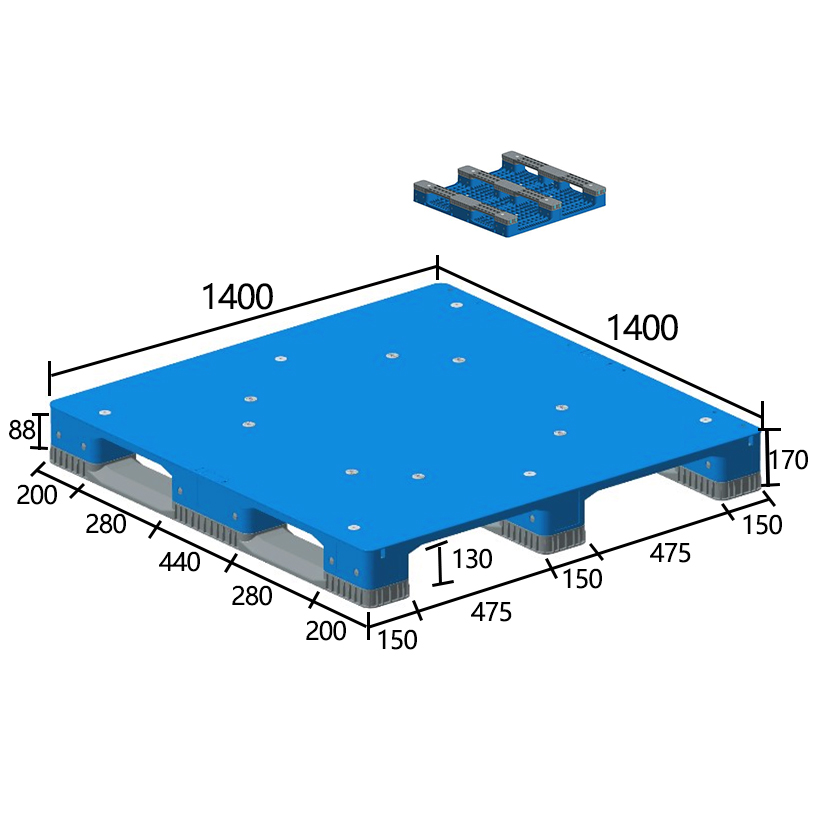 1414平板川字塑料托盤(pán)